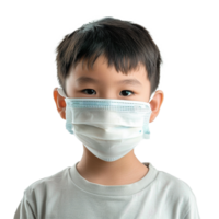 AI generated Small boy wear face mask png isolated on transparent background