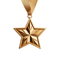 AI generated Minimalist 3d Gold medal star png isolated on transparent background