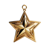 AI generated Minimalist 3d Gold medal star png isolated on transparent background