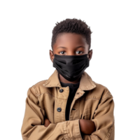 AI generated Small boy wear face mask png isolated on transparent background