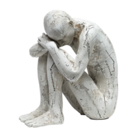 AI generated Human Sculpture in concept of depression isolated on transparent background png