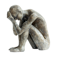 ai generiert Mensch Skulptur im Konzept von Depression isoliert auf transparent Hintergrund png