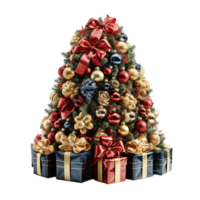 AI generated Christmas tree with gift png isolated on transparent background