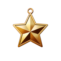 AI generated Minimalist 3d Gold medal star png isolated on transparent background