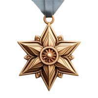 AI generated Minimalist 3d Medal star awards png isolated on transparent background