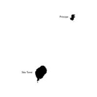 Vector isolated simplified illustration icon with black silhouette of Sao Tome and Principe map. White background