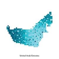 vector aislado geométrico ilustración con sencillo glacial azul forma de unido árabe emiratos mapa. píxel Arte estilo para nft modelo. punteado logo con degradado textura para diseño en blanco antecedentes