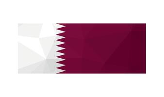 Vector illustration. Official symbol of Qatar. National flag in red and white colors. Creative design in low poly style with triangular shapes. Gradient effect