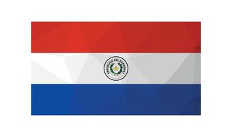 Vector illustration. Official symbol of Paraguay. National flag with red, white, blue stripes. Creative design in low poly style with triangular shapes. Gradient effect