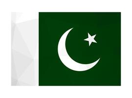 Vector isolated illustration. Official symbol of Pakistan. National flag with Star and Crescent on green background. Creative design in low poly style with triangular shapes. Gradient effect.