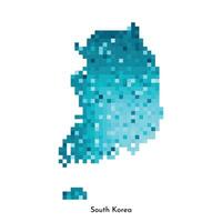 vector aislado geométrico ilustración con sencillo glacial azul forma de sur Corea mapa. píxel Arte estilo para nft modelo. punteado logo con degradado textura para diseño en blanco antecedentes