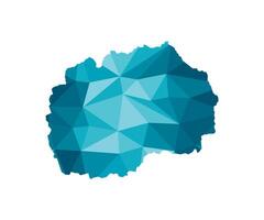 vector aislado ilustración icono con simplificado azul silueta de norte macedonia mapa. poligonal geométrico estilo, triangular formas blanco antecedentes.