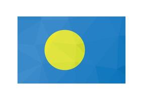 Vector illustration. Official symbol of Palau. National Pelew flag with yellow disk on blue background. Creative design in low poly style with triangular shapes