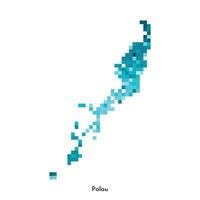 Vector isolated geometric illustration with simple icy blue shape of Palau map. Pixel art style for NFT template. Dotted logo with gradient texture for design on white background