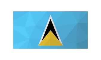 Vector illustration. Official symbol of Saint Lucia. National flag in yellow, black and blue colors. Creative design in low poly style with triangular shapes. Gradient effect