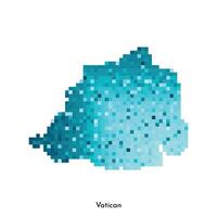 Vector isolated geometric illustration with simple icy blue shape of Vatican city map. Pixel art style for NFT template. Dotted logo with gradient texture for design on white background