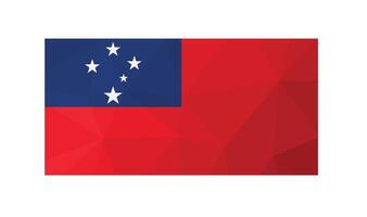 Vector illustration. Official symbol of Samoa. National flag with stars and blue and red colors. Creative design in low poly style with triangular shapes. Gradient effect