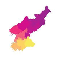 Vector isolated illustration of simplified administrative map of North Korea, Peoples Republic of Korea. Borders of the regions. Colorful shapes