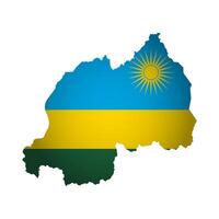 vector aislado ilustración con nacional bandera con forma de Ruanda mapa simplificado. volumen sombra en el mapa. blanco antecedentes