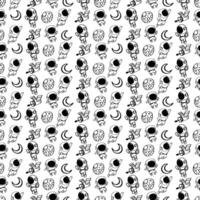 Hand Drawn Seamless Pattern Astronaut vector