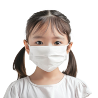 AI generated Small girl wear face mask png isolated on transparent background
