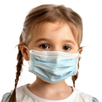 AI generated Small girl wear face mask png isolated on transparent background