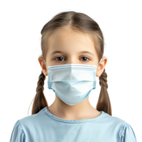 AI generated Small girl wear face mask png isolated on transparent background