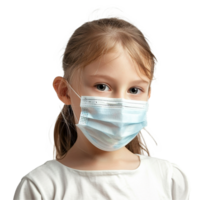 AI generated Small girl wear face mask png isolated on transparent background