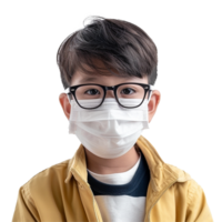 ai généré petit garçon porter visage masque png isolé sur transparent Contexte