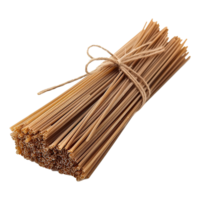 AI generated Bunch of brown uncooked buckwheat spaghetti isolated on transparent background png