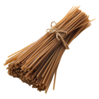 AI generated Bunch of brown uncooked buckwheat spaghetti isolated on transparent background png