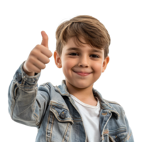 AI generated Boy raising thumb isolated from transparent background png