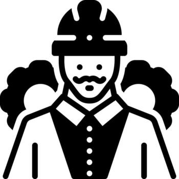 Solid black icon for engineer vector
