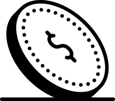 Solid black icon for coin vector