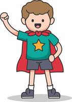 Superhero kid character design. Vector illustration in a flat style.