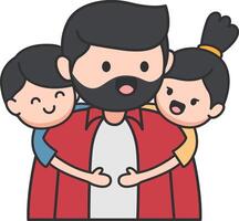 padre con niños vector ilustración.