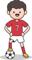 Kid playing soccer character cartoon vector illustration