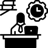 Solid black icon for time management vector