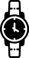 sólido negro icono para reloj vector