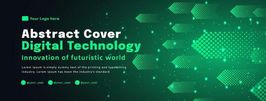 Digital technology poster cover speed connect dark green background, cyber information, abstract communication, innovation future tech data, internet network connection, Ai big data blend illustration vector