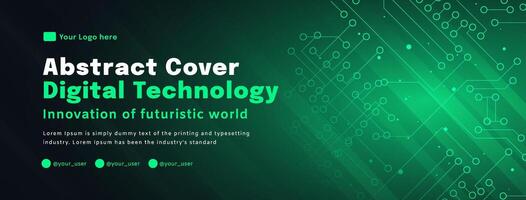 Digital technology poster cover speed connect dark green background, cyber information, abstract communication, innovation future tech data, internet network connection, Ai big data blend illustration vector