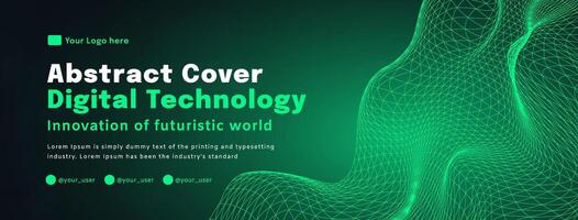 Digital technology poster cover speed connect dark green background, cyber information, abstract communication, innovation future tech data, internet network connection, Ai big data blend illustration vector