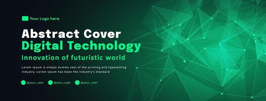 Digital technology poster cover speed connect dark green background, cyber information, abstract communication, innovation future tech data, internet network connection, Ai big data blend illustration vector