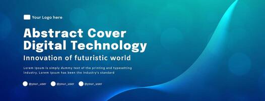 Digital technology poster cover speed connect blue green background, cyber information, abstract communication, innovation future tech data, internet network connection, Ai big data blend illustration vector