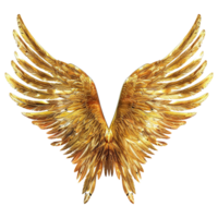 AI generated Golden wings ornament isolated on a transparent background png