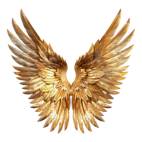 AI generated Golden wings ornament isolated on a transparent background png