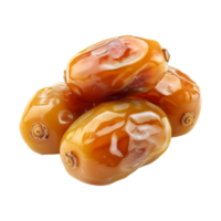 AI generated Golden dates in wooden bowl isolated on transparent background png