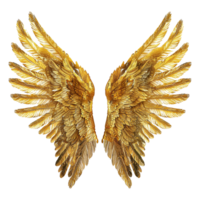 ai generado dorado alas ornamento aislado en un transparente antecedentes png