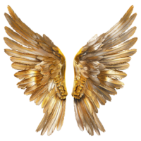 ai gegenereerd gouden Vleugels ornament geïsoleerd Aan een transparant achtergrond PNG