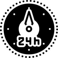 sólido negro icono para 24 horas vector